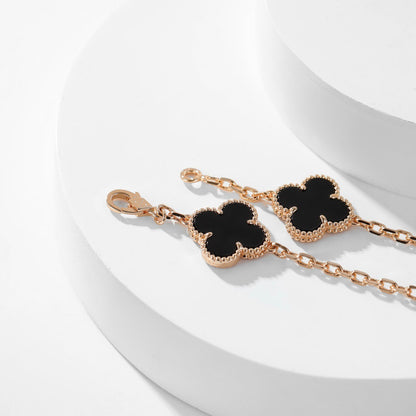 [⭐Lioran]CLOVER 10 MOTIFS ONYX NECKLACE