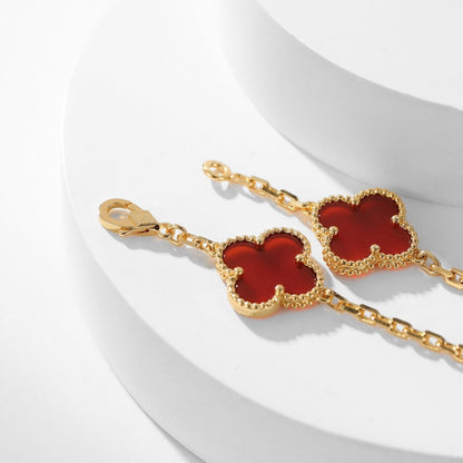 [⭐Lioran]CLOVER 10 MOTIFS CARNELIAN NECKLACE