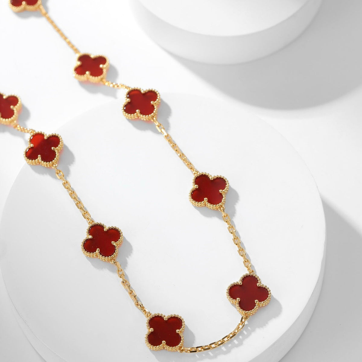 [⭐Lioran]CLOVER 10 MOTIFS CARNELIAN NECKLACE