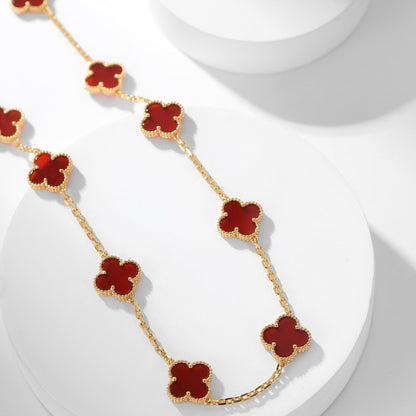 [⭐Lioran]CLOVER 10 MOTIFS CARNELIAN NECKLACE