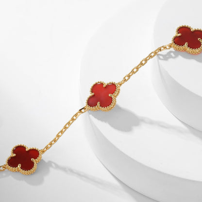 [⭐Lioran]CLOVER 10 MOTIFS CARNELIAN NECKLACE