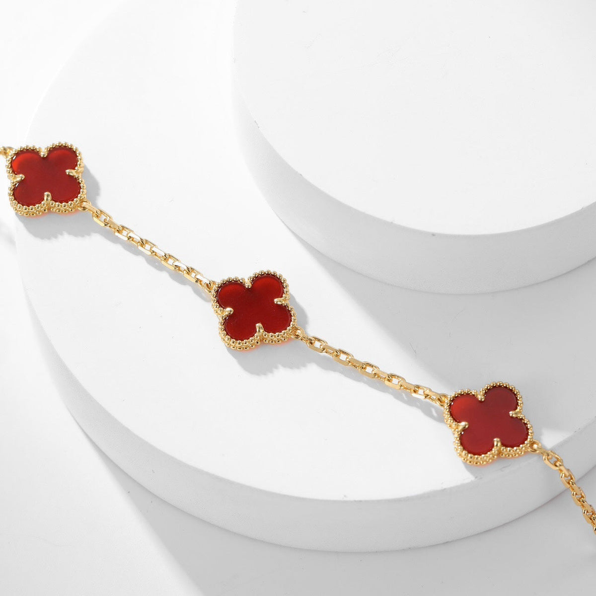 [⭐Lioran]CLOVER 10 MOTIFS CARNELIAN NECKLACE