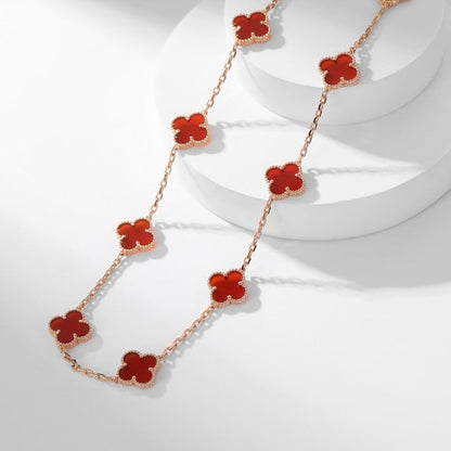 [⭐Lioran]CLOVER 10 MOTIFS CARNELIAN NECKLACE