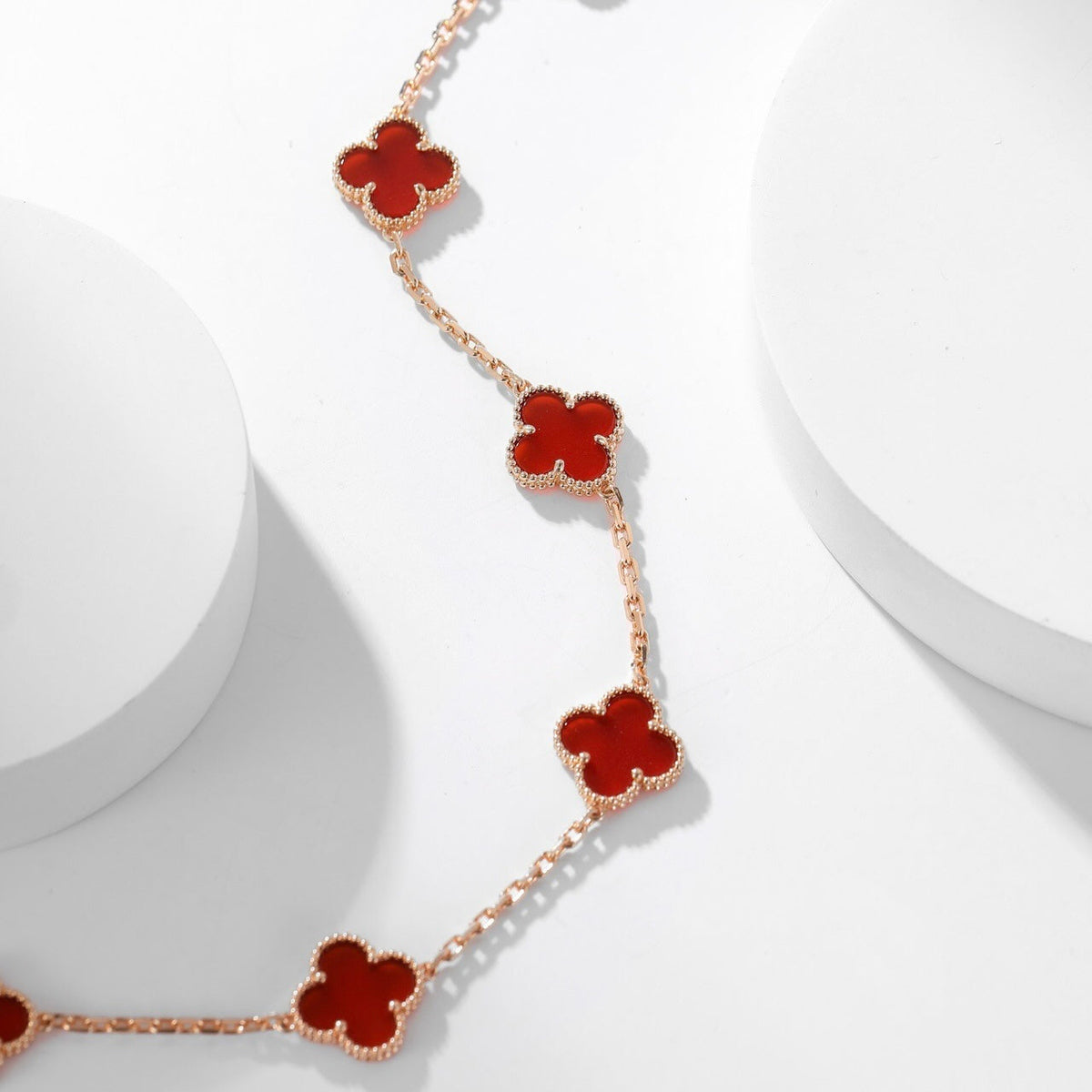 [⭐Lioran]CLOVER 10 MOTIFS CARNELIAN NECKLACE