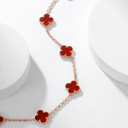[⭐Lioran]CLOVER 10 MOTIFS CARNELIAN NECKLACE