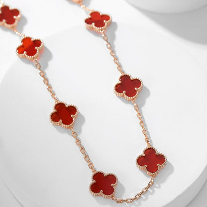 [⭐Lioran]CLOVER 10 MOTIFS CARNELIAN NECKLACE