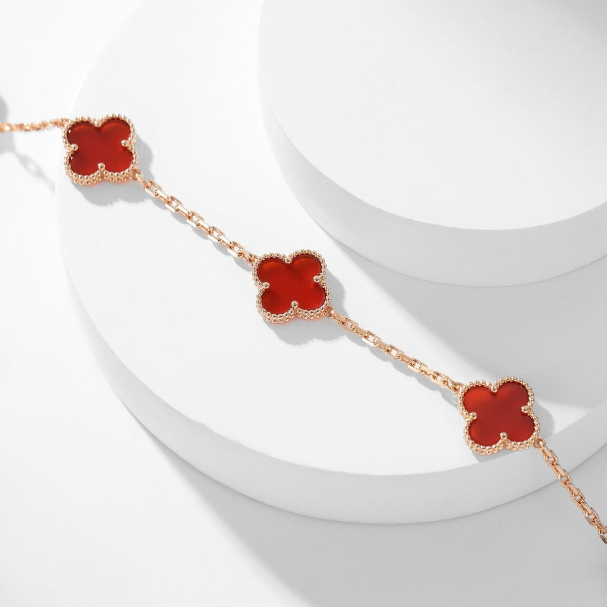 [⭐Lioran]CLOVER 10 MOTIFS CARNELIAN NECKLACE