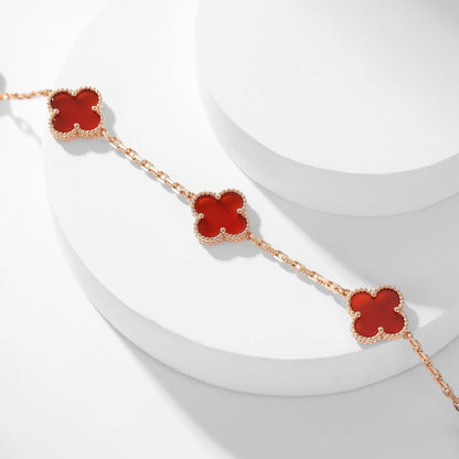 [⭐Lioran]CLOVER 10 MOTIFS CARNELIAN NECKLACE