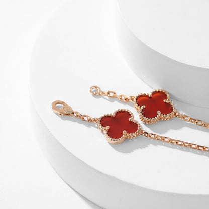 [⭐Lioran]CLOVER 10 MOTIFS CARNELIAN NECKLACE