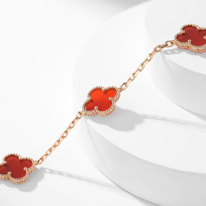 [⭐Lioran]CLOVER 10 MOTIFS CARNELIAN NECKLACE
