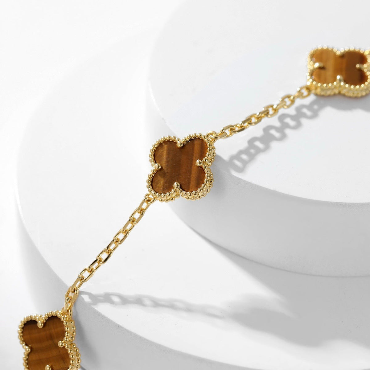 [⭐Lioran]CLOVER 10 MOTIFS TIGER EYE NECKLACE