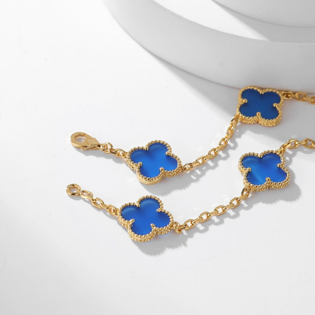 [⭐Lioran]CLOVER 10 MOTIFS BLUE AGATE NECKLACE