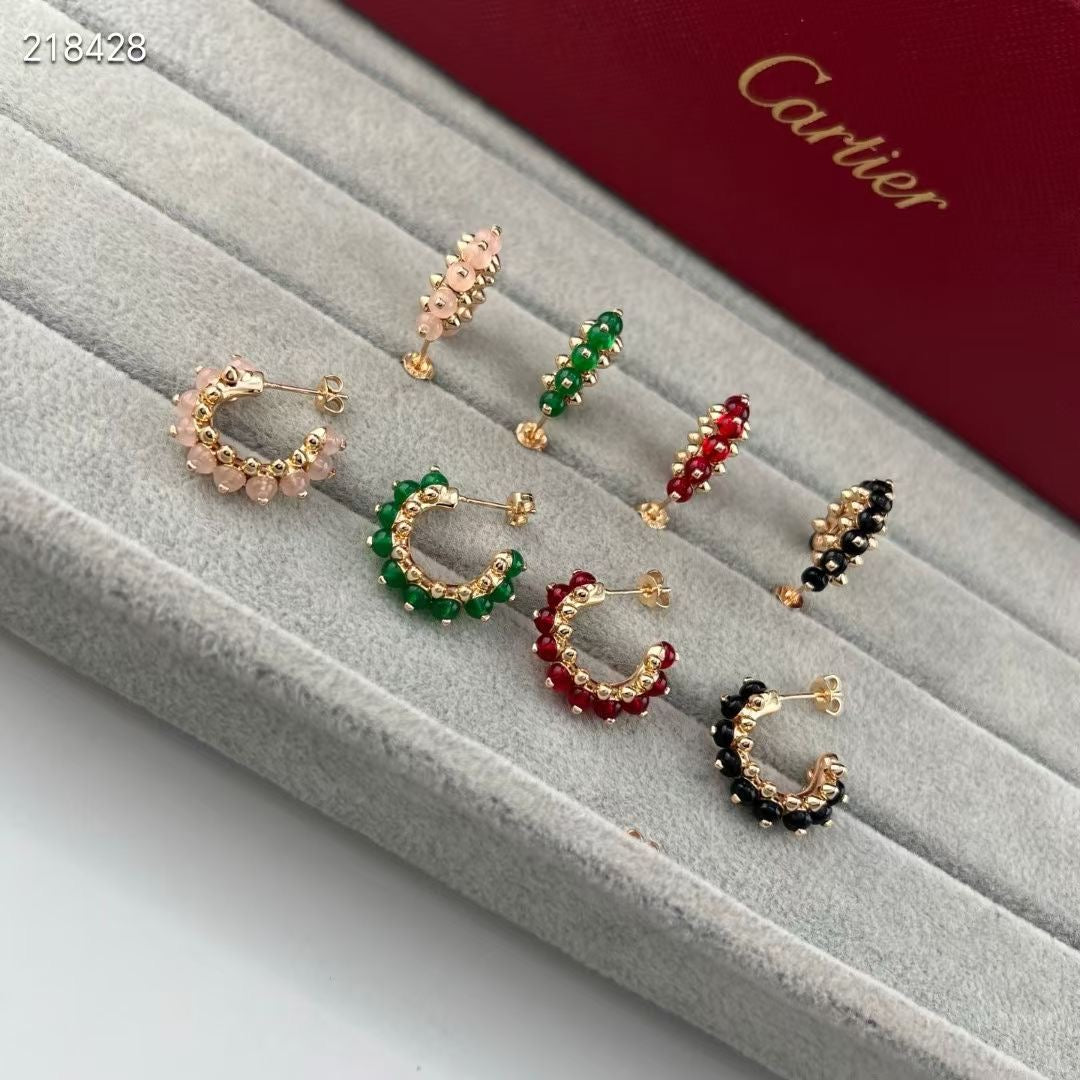 [⭐Lioran]NEW COLORED GEMSTONE COLLECTION SMALL HOOP EARRINGS