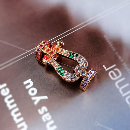 [⭐Lioran]FORCE LARGE HORSESHOE  COLORED DIAMOND BRACELET ROSE GOLD