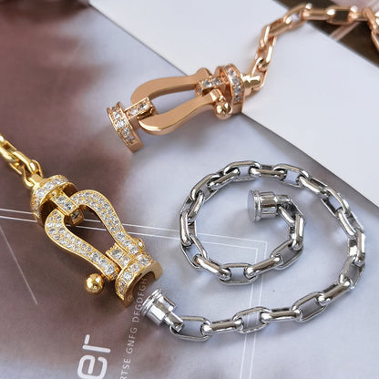[⭐Lioran]FORCE LARGE HORSESHOE CLASP  METAL BRACELET