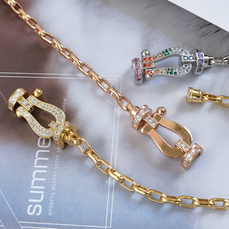[⭐Lioran]FORCE LARGE HORSESHOE CLASP  METAL BRACELET