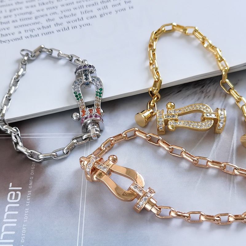 [⭐Lioran]FORCE LARGE HORSESHOE CLASP  METAL BRACELET
