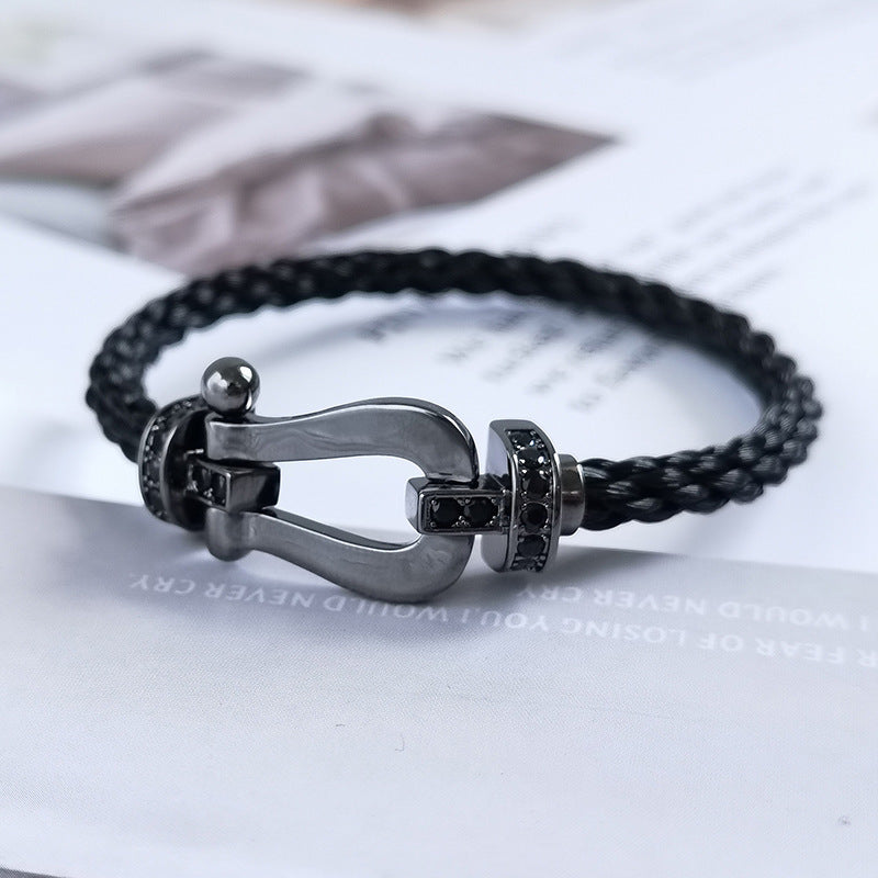 [⭐Lioran]FORCE LARGE SERIES HORSESHOE BLACK SAMURAI BRACELET