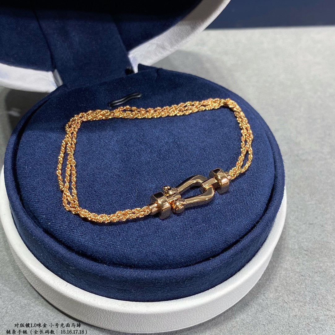 [⭐Lioran]FORCE SMALL HORSESHOE  DIAMOND CHAIN ROPE BRACELET