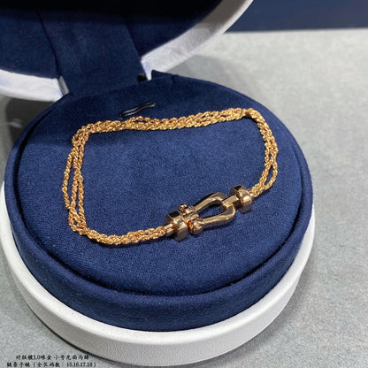 [⭐Lioran]FORCE SMALL HORSESHOE  DIAMOND CHAIN ROPE BRACELET
