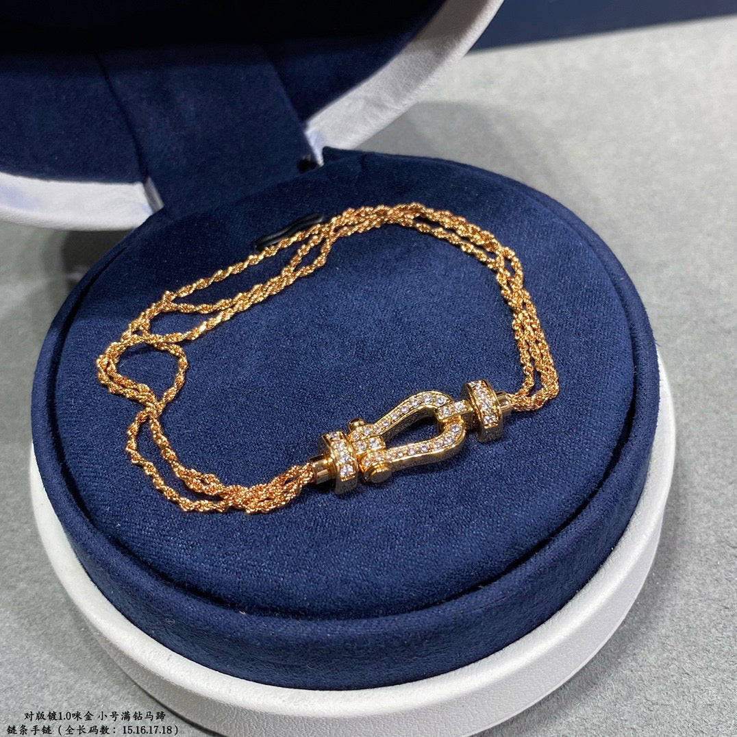 [⭐Lioran]FORCE SMALL HORSESHOE  DIAMOND CHAIN ROPE BRACELET