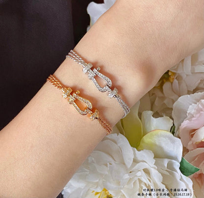 [⭐Lioran]FORCE SMALL HORSESHOE  DIAMOND CHAIN ROPE BRACELET
