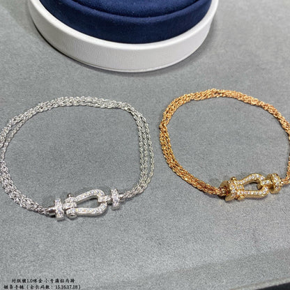 [⭐Lioran]FORCE SMALL HORSESHOE  DIAMOND CHAIN ROPE BRACELET