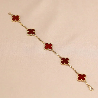 [⭐Lioran] CLOVER 5 MOTIF RED CORNELIAN BRACELET COLLECTION