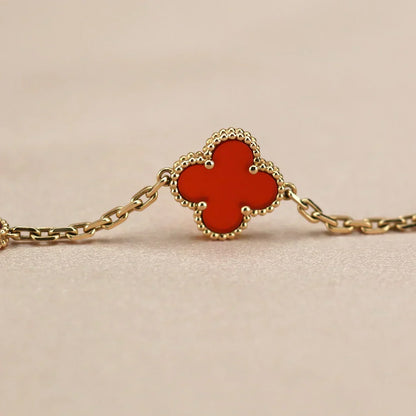[⭐Lioran] CLOVER 5 MOTIF RED CORNELIAN BRACELET COLLECTION