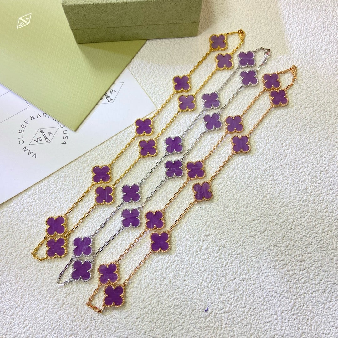 [⭐Lioran Jewelry]CLOVER 10 MOTIFS  PURPLE VIOLET  NECKLACE