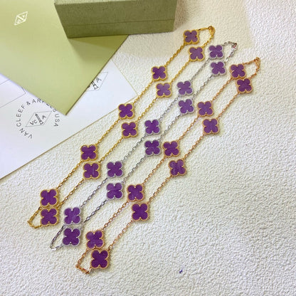 [⭐Lioran Jewelry]CLOVER 10 MOTIFS  PURPLE VIOLET  NECKLACE
