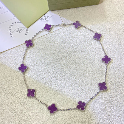 [⭐Lioran Jewelry]CLOVER 10 MOTIFS  PURPLE VIOLET  NECKLACE