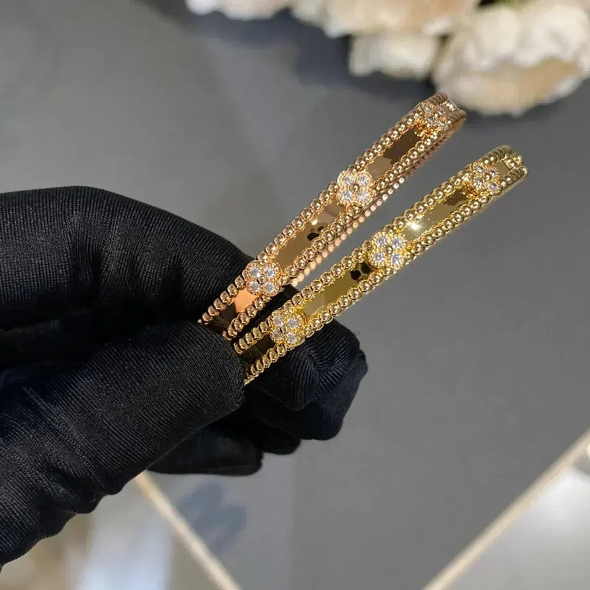 [⭐Lioran]CLOVER BRACELET 4MM DIAMONDS