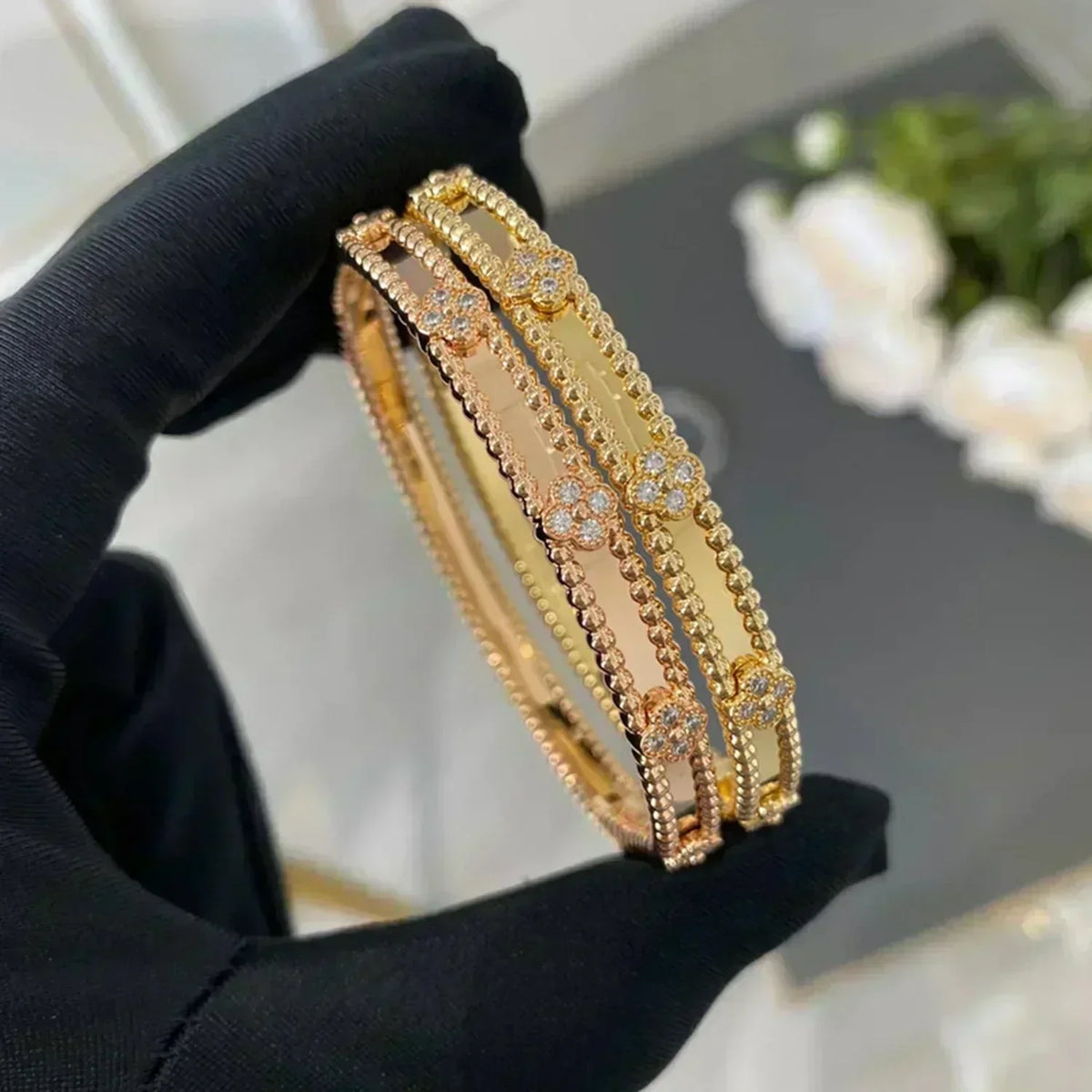 [⭐Lioran]CLOVER BRACELET 4MM DIAMONDS