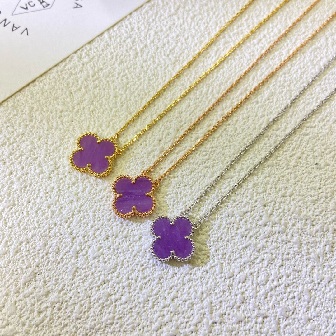 [⭐Lioran Jewelry]CLOVER 15MM  PURPLE VIOLET NECKLACE