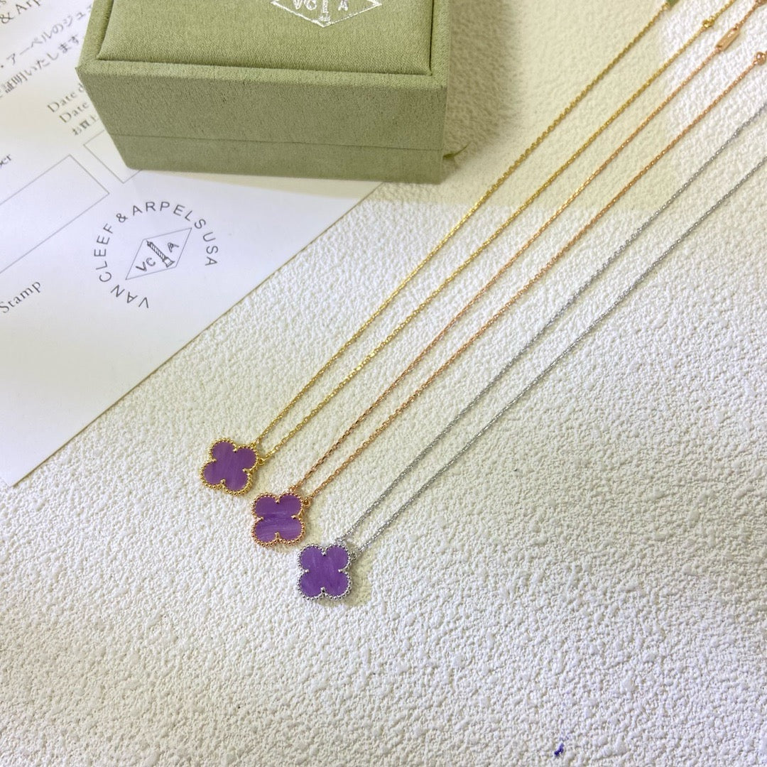 [⭐Lioran Jewelry]CLOVER 15MM  PURPLE VIOLET NECKLACE