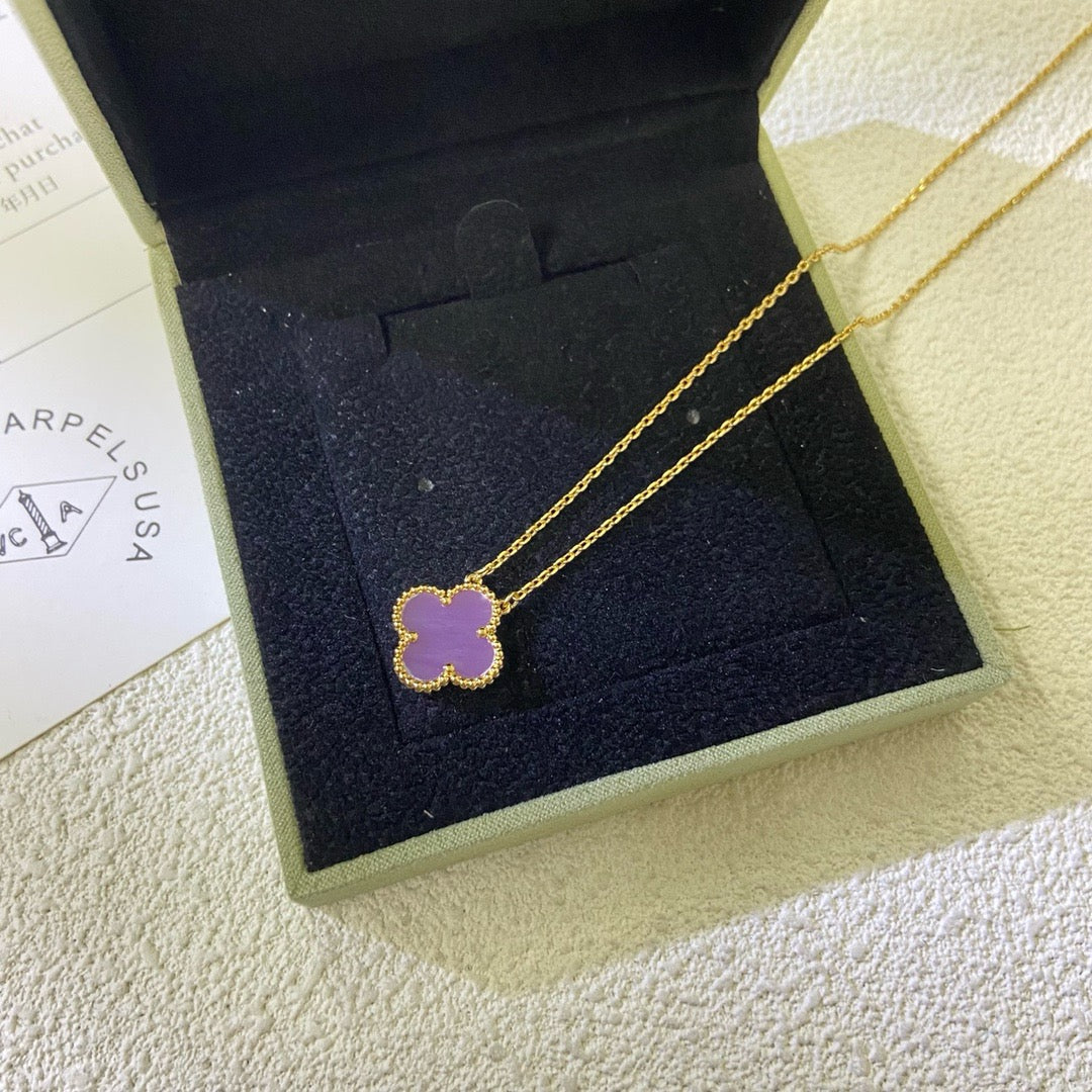 [⭐Lioran Jewelry]CLOVER 15MM  PURPLE VIOLET NECKLACE