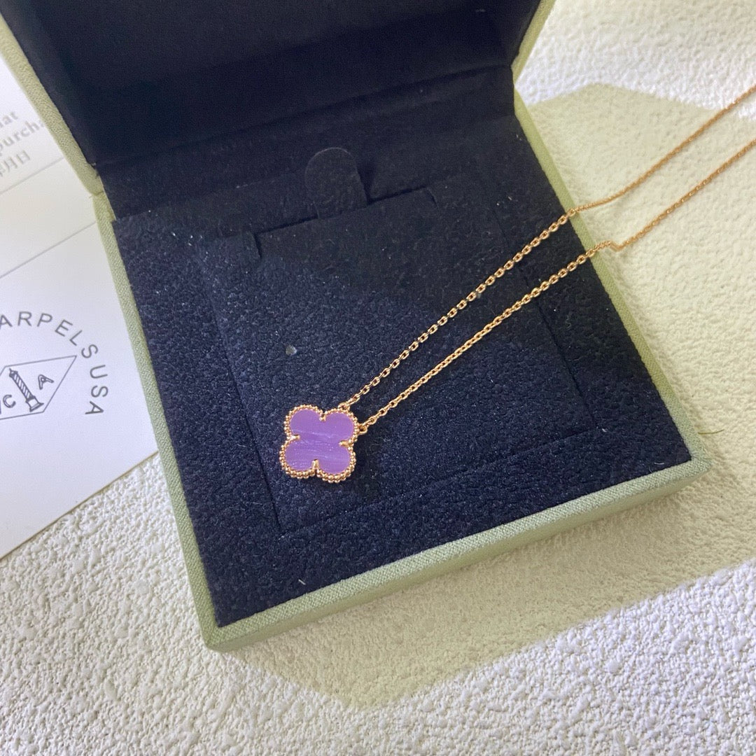 [⭐Lioran Jewelry]CLOVER 15MM  PURPLE VIOLET NECKLACE