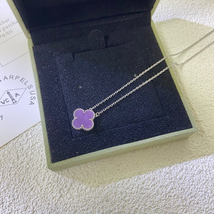 [⭐Lioran Jewelry]CLOVER 15MM  PURPLE VIOLET NECKLACE