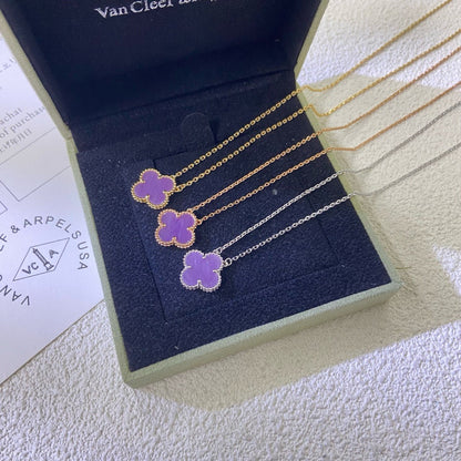[⭐Lioran Jewelry]CLOVER 15MM  PURPLE VIOLET NECKLACE