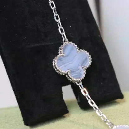 [⭐Lioran] CLOVER 5 MOTIF PURPLE CHALCEDONY BRACELET COLLECTION
