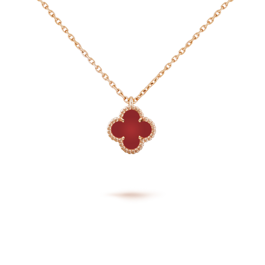 [⭐Lioran]CLOVER MINI 9.5MM WHITE CARNELIANS NECKLACE