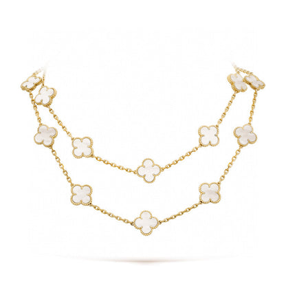 [⭐Lioran]CLOVER 20 MOTIFS WHITE MOP NECKLACE