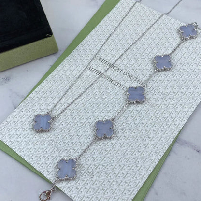 [⭐Lioran] CLOVER 5 MOTIF PURPLE CHALCEDONY BRACELET COLLECTION