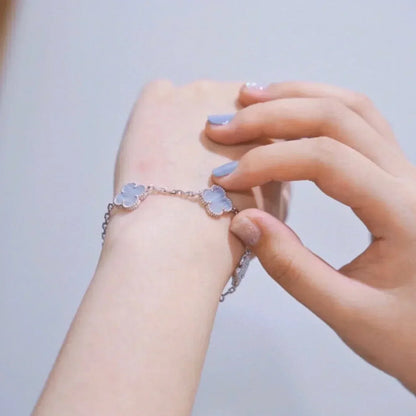 [⭐Lioran] CLOVER 5 MOTIF PURPLE CHALCEDONY BRACELET COLLECTION