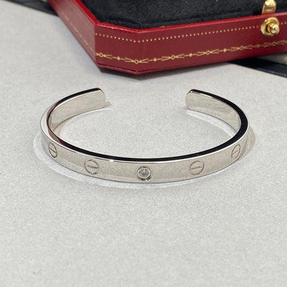[⭐Lioran]LOVE BRACELET 6.1MM 1 DIAMOND OPEN CUFF