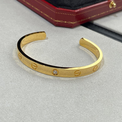 [⭐Lioran]LOVE BRACELET 6.1MM 1 DIAMOND OPEN CUFF