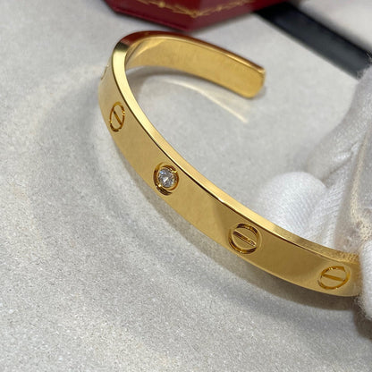[⭐Lioran]LOVE BRACELET 6.1MM 1 DIAMOND OPEN CUFF