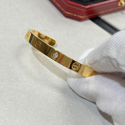 [⭐Lioran]LOVE BRACELET 6.1MM 1 DIAMOND OPEN CUFF