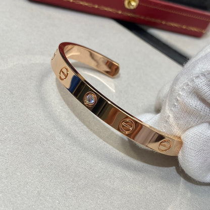 [⭐Lioran]LOVE BRACELET 6.1MM 1 DIAMOND OPEN CUFF